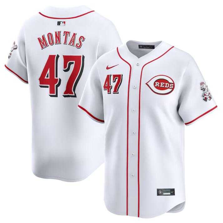 Men%27s Cincinnati Reds #47 Frankie Montas White Home Limited Stitched Baseball Jersey Dzhi